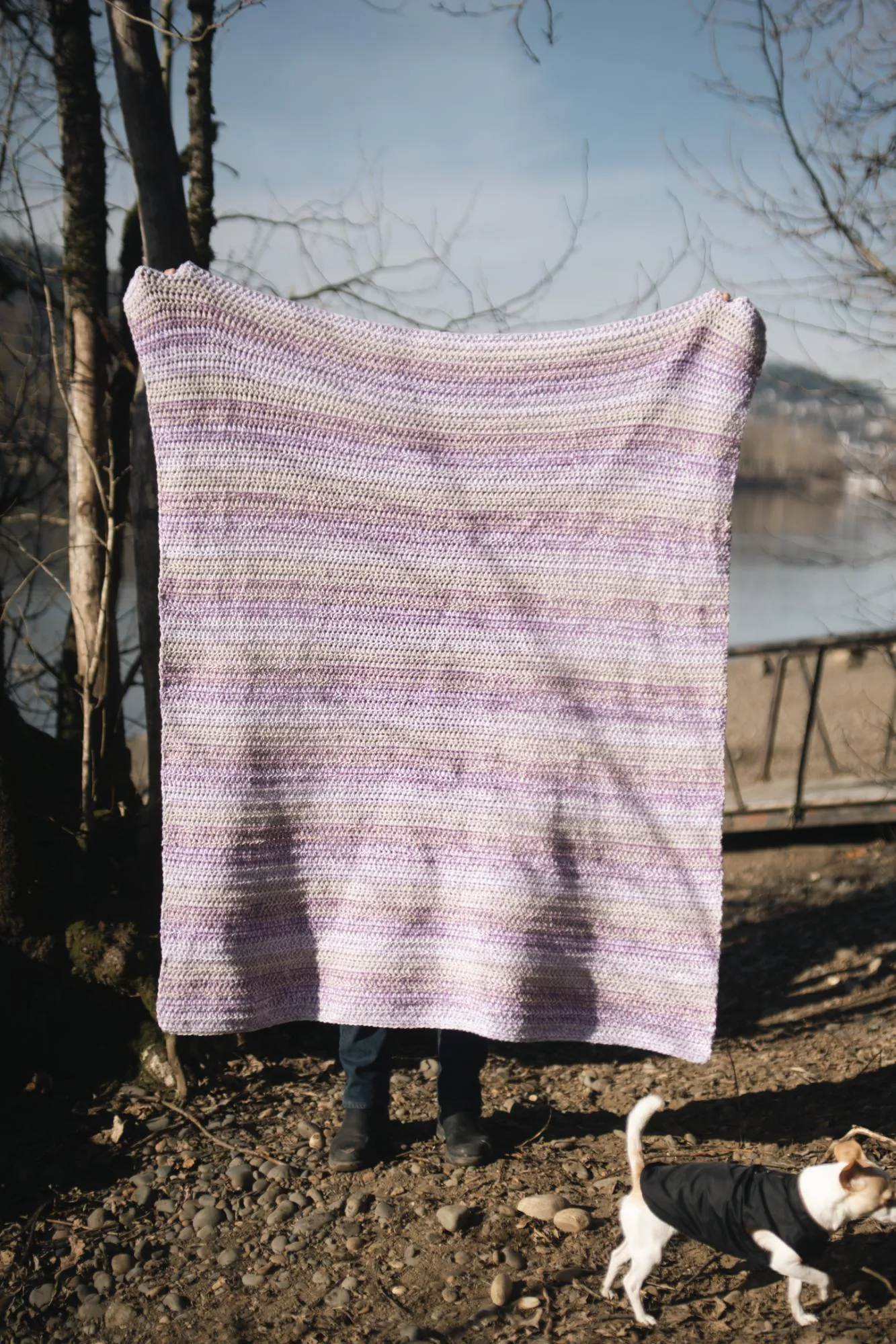 Trillium blanket, white, pink, and purple hues