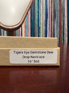 Tigers eye gemstone dew drop necklace 16”, photo 5