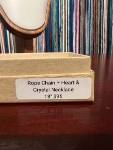 Rope chain + heart & crystal necklace 18”, photo 4