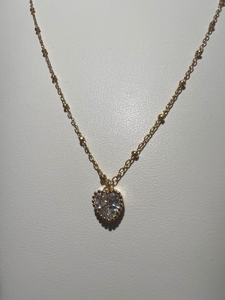 Satellite chain + bezel heart necklace 18” by Aloha Hippie