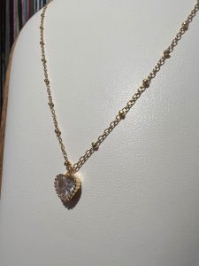 Satellite chain + bezel heart necklace 18”, photo 3