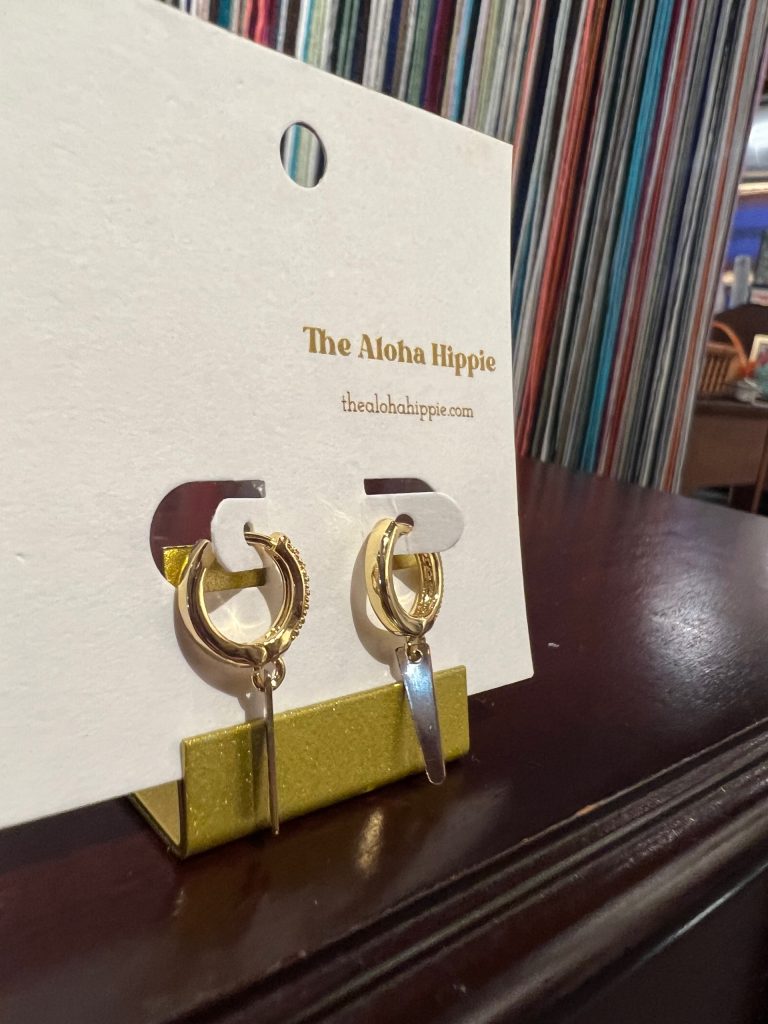 Twinkle huggie earrings (geo charm) by Aloha Hippie