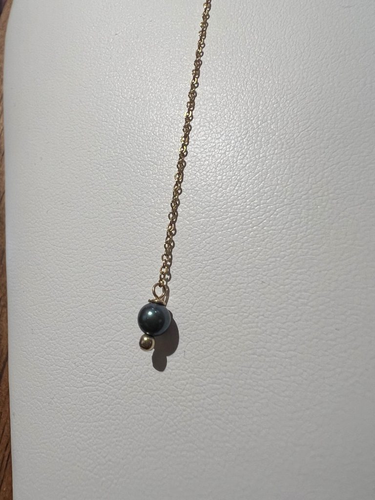 Mini black pearl drop necklace 16” by Aloha Hippie