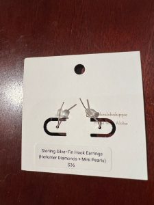 Sterling silver fin hook earrings (herkimer diamonds + mini pearls), photo 5