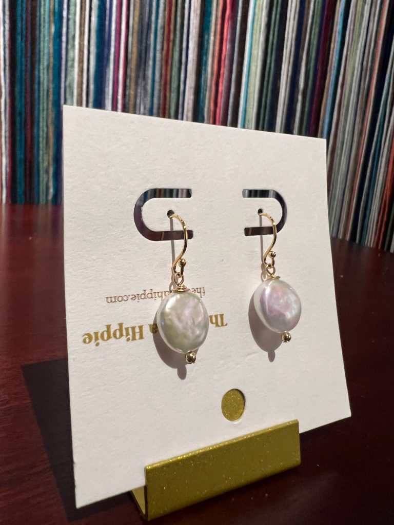 Golden fin earrings (fresh water pearls) by Aloha Hippie
