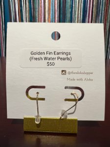 Golden fin earrings (fresh water pearls), photo 4