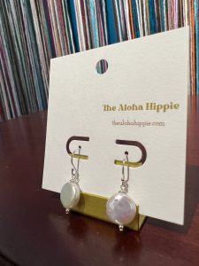 Sterling silver fin hook earrings (fresh water moon pearls), photo 3