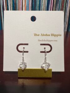 Sterling silver fin hook earrings (herkimer diamonds + mini pearls), photo 2